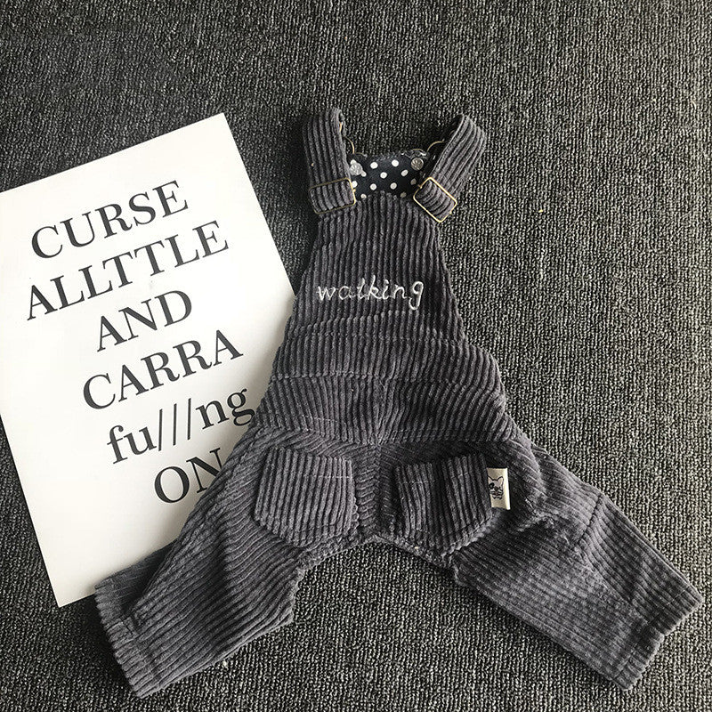 Pet Corduroy Overalls for Four-Legged Friends