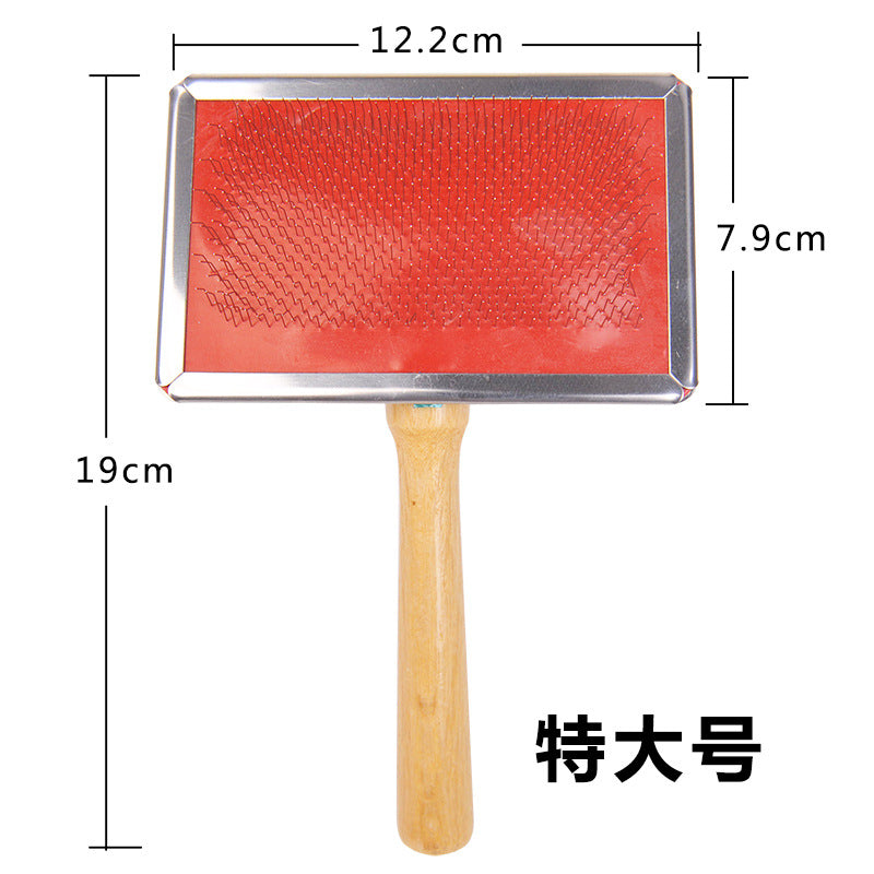 Pet Wooden Handle Needle Brush for Dogs and Cats