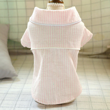 Striped Cotton and Linen Pajamas for Pets