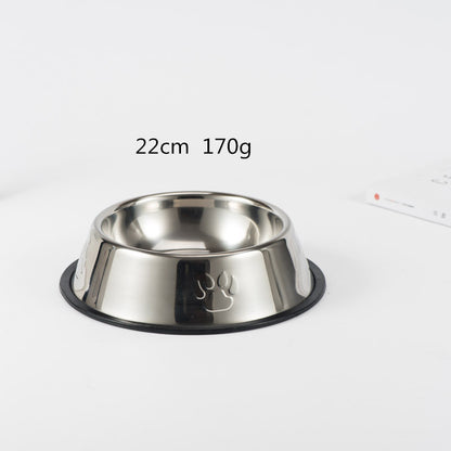 Non-Slip Stainless Steel Dog Bowl with Paw Prints