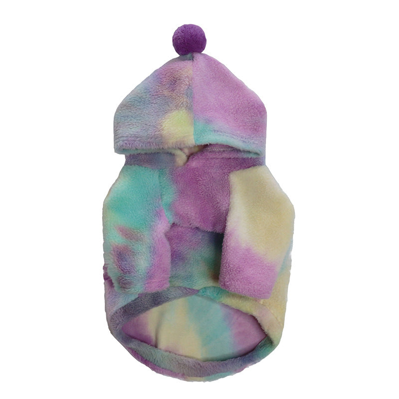French Winter Outfit with Hoodie for Dogs, Tie-Dye Hoodie