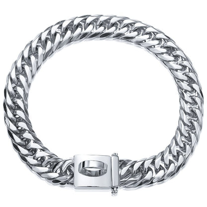Gold Stainless Steel Dog Collar and Leash for Pitbulls