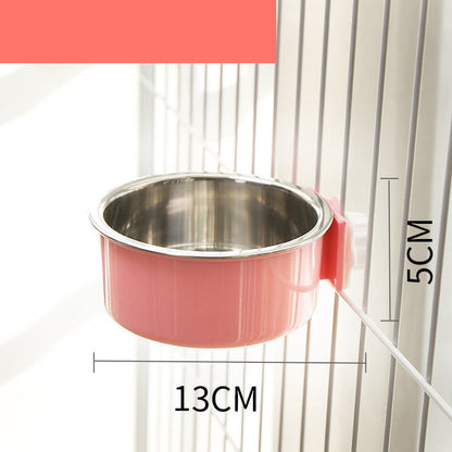 Stainless Steel Hanging Cat Water Bowl with Neck Guard