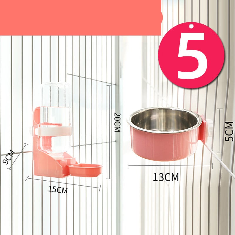 Stainless Steel Hanging Cat Water Bowl with Neck Guard