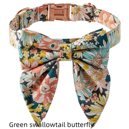 Floral Cotton Dog Collar with Rose Buckle