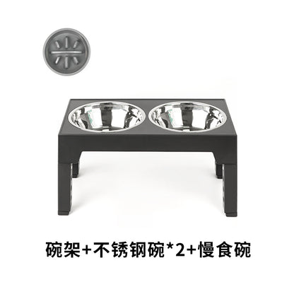 Elevated Slow Feeder Pet Bowl with Stainless Steel (2-in-1)