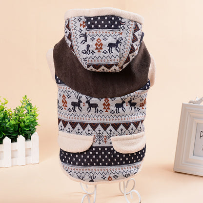 Fawn Snowflake Hooded Cotton Coat for Pets