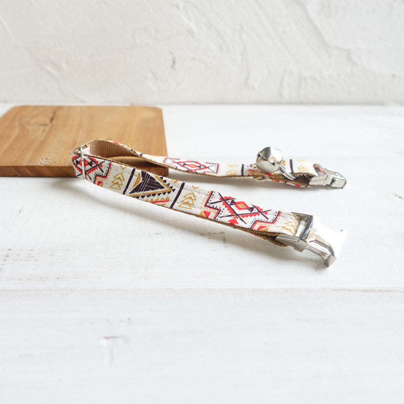 Adjustable Brown Ethnic Cat Collar by MUTTCO