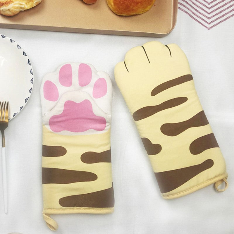 Cute Cartoon Cat Claw Heat-Resistant Oven Gloves