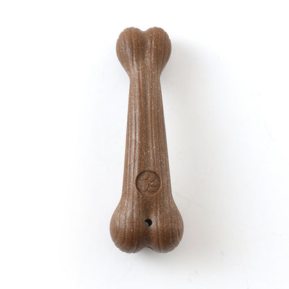 Durable Pine Wood Dog Chew Toy - Bone Shape Interactive