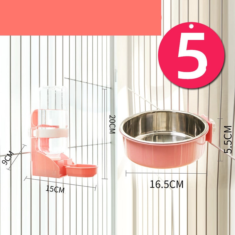 Stainless Steel Hanging Cat Water Bowl with Neck Guard