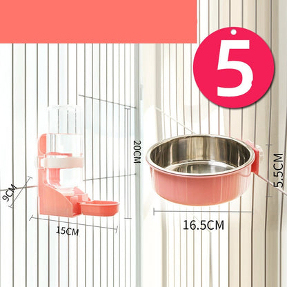Stainless Steel Hanging Cat Water Bowl with Neck Guard