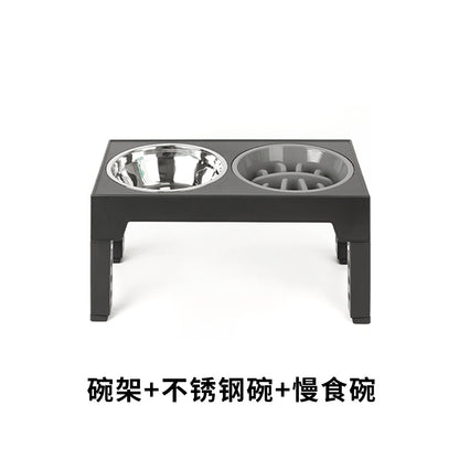 Elevated Slow Feeder Pet Bowl with Stainless Steel (2-in-1)