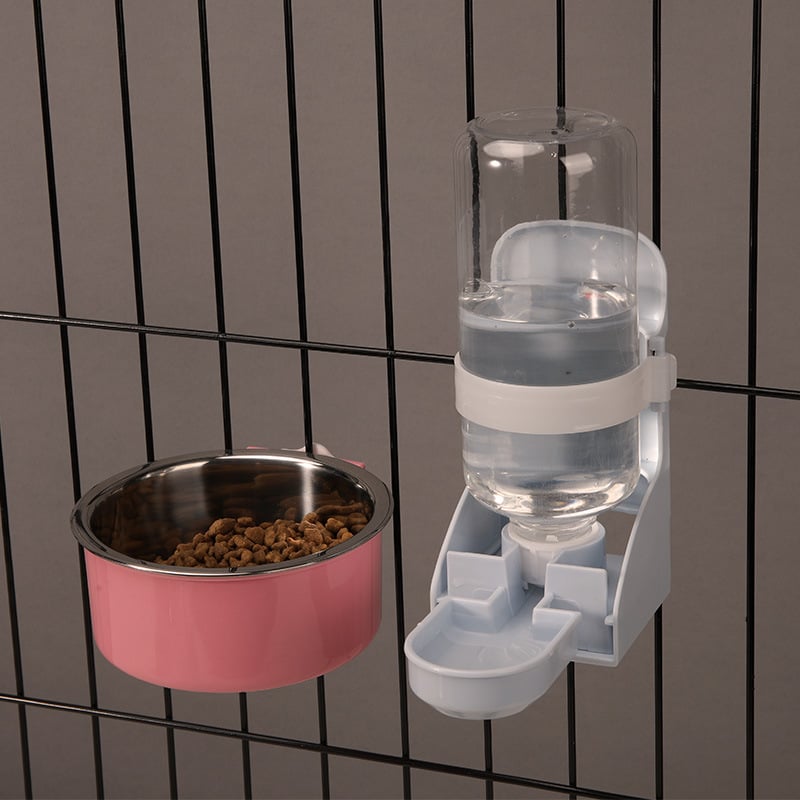 Stainless Steel Hanging Cat Water Bowl with Neck Guard