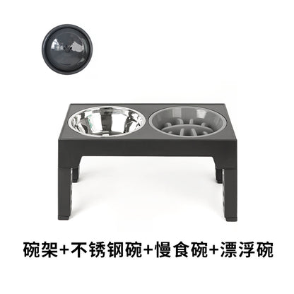 Elevated Slow Feeder Pet Bowl with Stainless Steel (2-in-1)