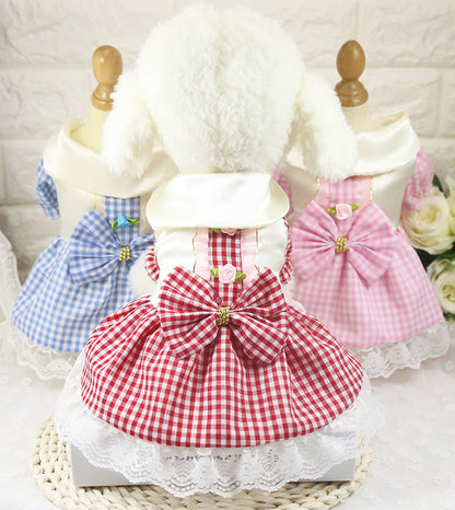 British Style Cotton Plaid Dog Clothes