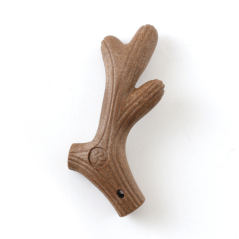 Durable Pine Wood Dog Chew Toy - Bone Shape Interactive