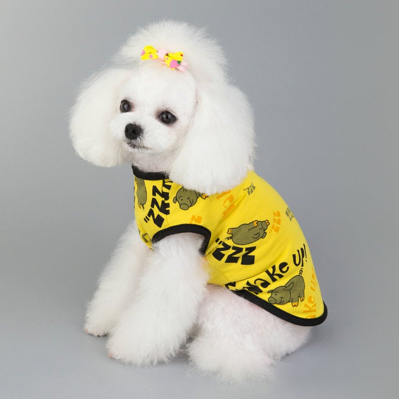 Cotton Vest for Teddy Dogs with Piggy Print Design