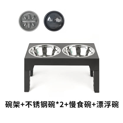 Elevated Slow Feeder Pet Bowl with Stainless Steel (2-in-1)