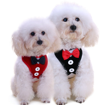 Dog Harness with Bow Tie for Small Dogs and Leash