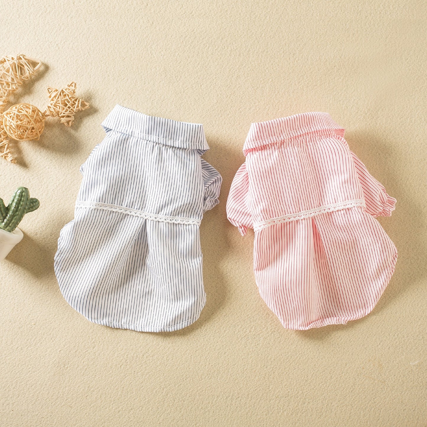 Striped Cotton and Linen Pajamas for Pets