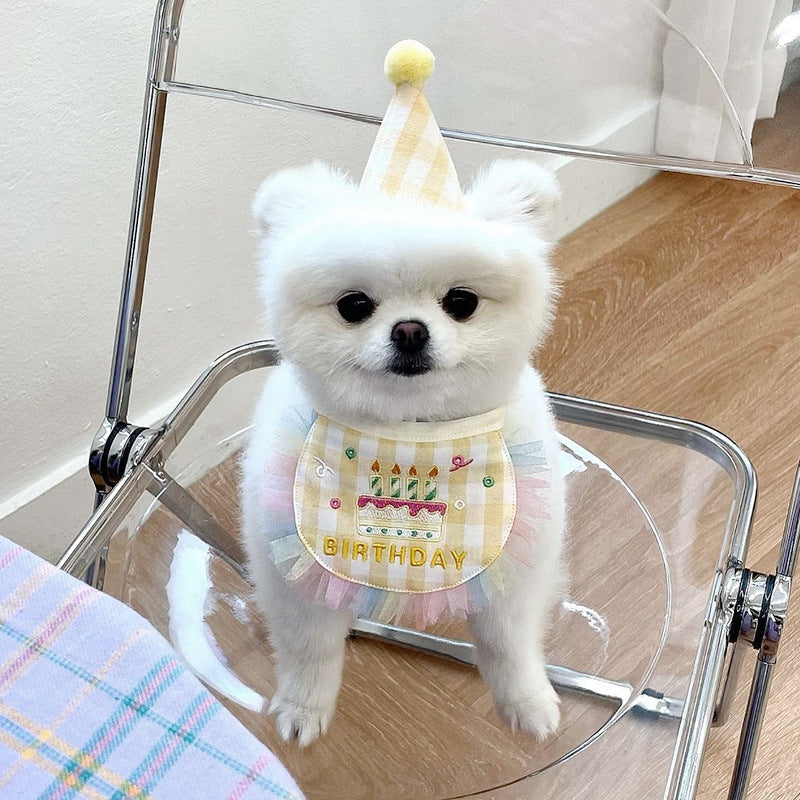 Dog Birthday Cake Bib Towel for Pets