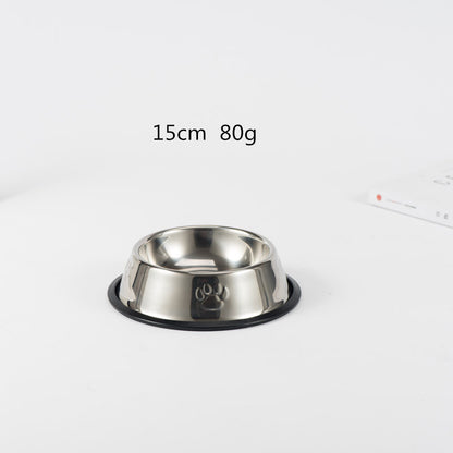 Non-Slip Stainless Steel Dog Bowl with Paw Prints