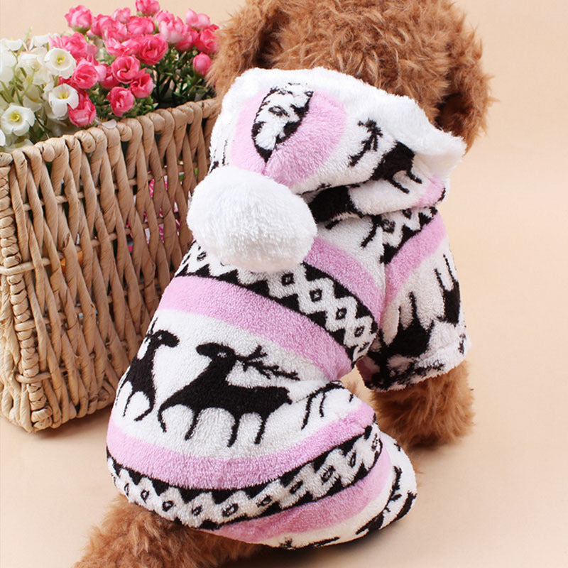 Thick Velvet Dog Outfit for Pets (Deer Design)