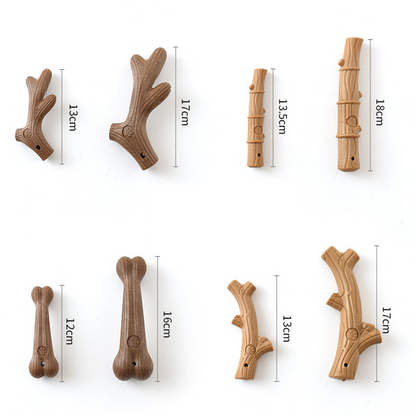 Durable Pine Wood Dog Chew Toy - Bone Shape Interactive