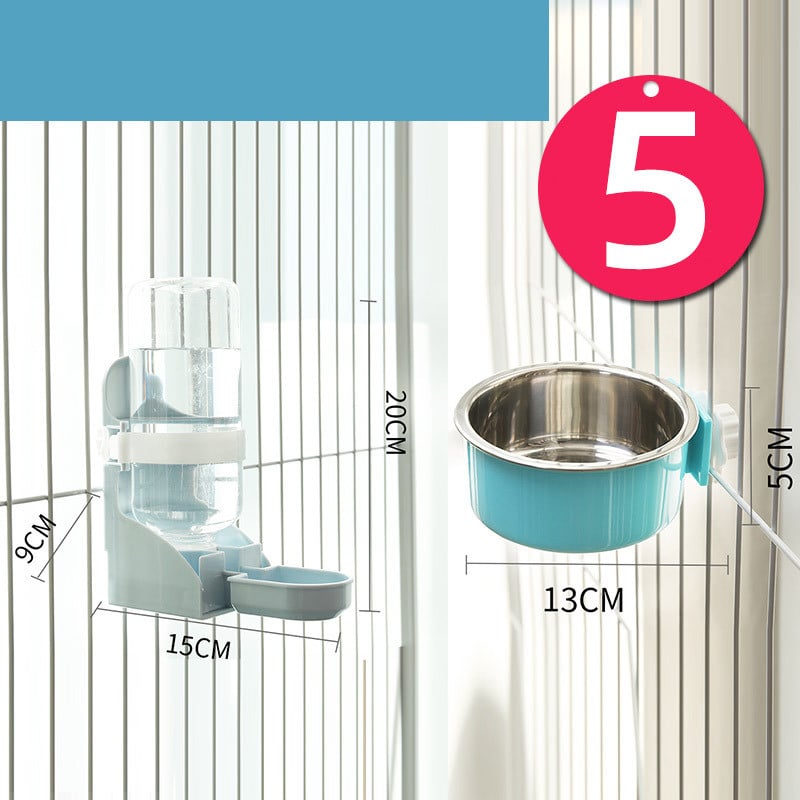 Stainless Steel Hanging Cat Water Bowl with Neck Guard