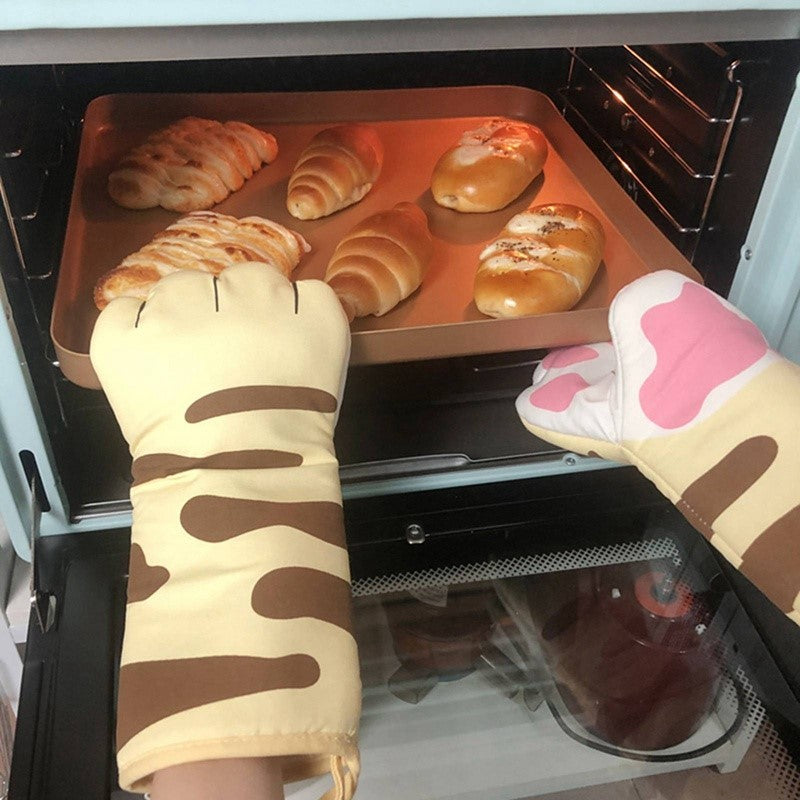 Cute Cartoon Cat Claw Heat-Resistant Oven Gloves