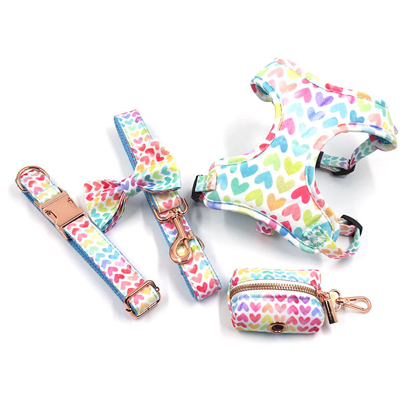 Pet Collar, Leash, Bow, and Trash Bag Set