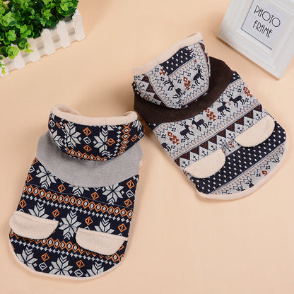 Fawn Snowflake Hooded Cotton Coat for Pets